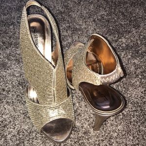 Golden sparkly dress heels